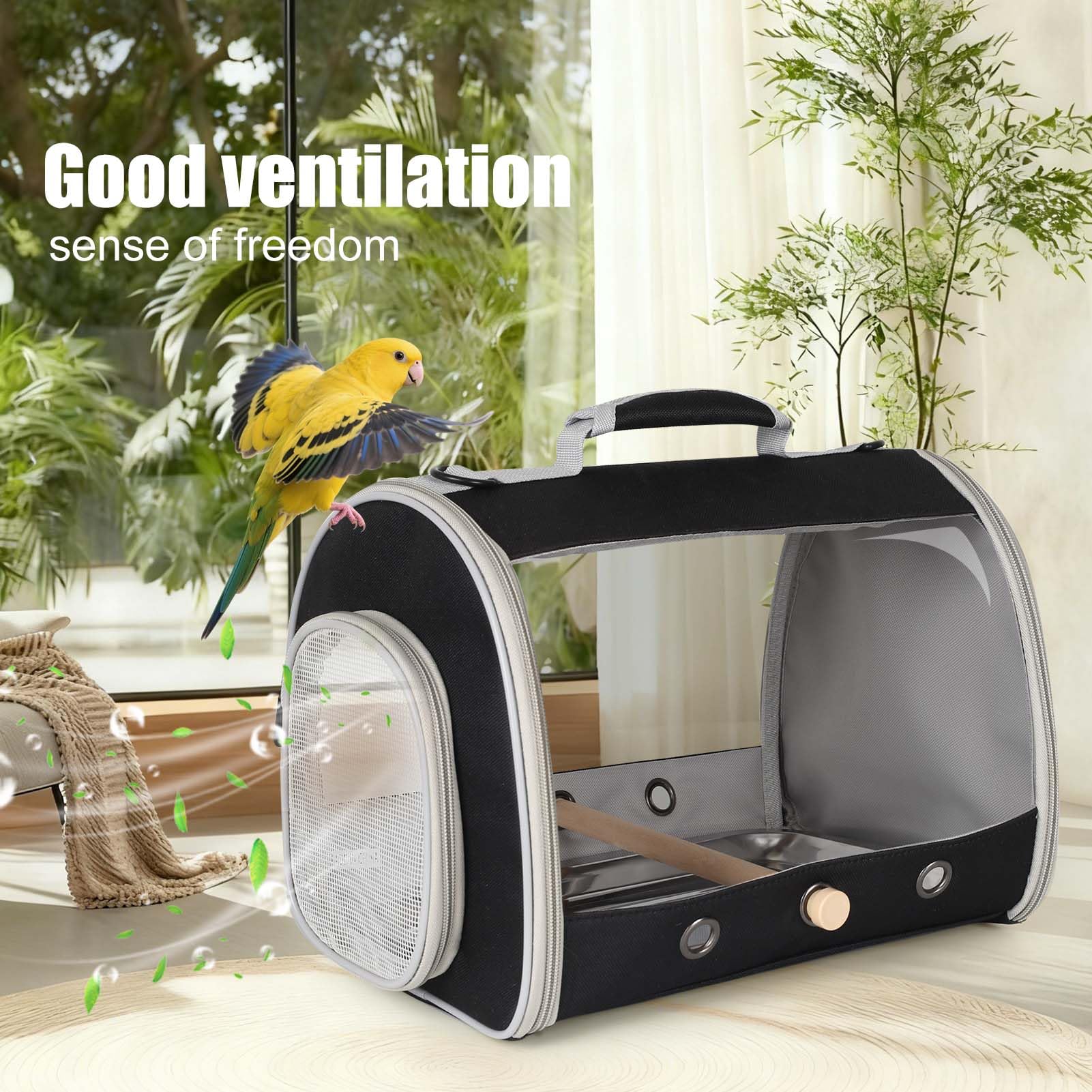halinfer bird carrier side access window facilitates quick entry and removal