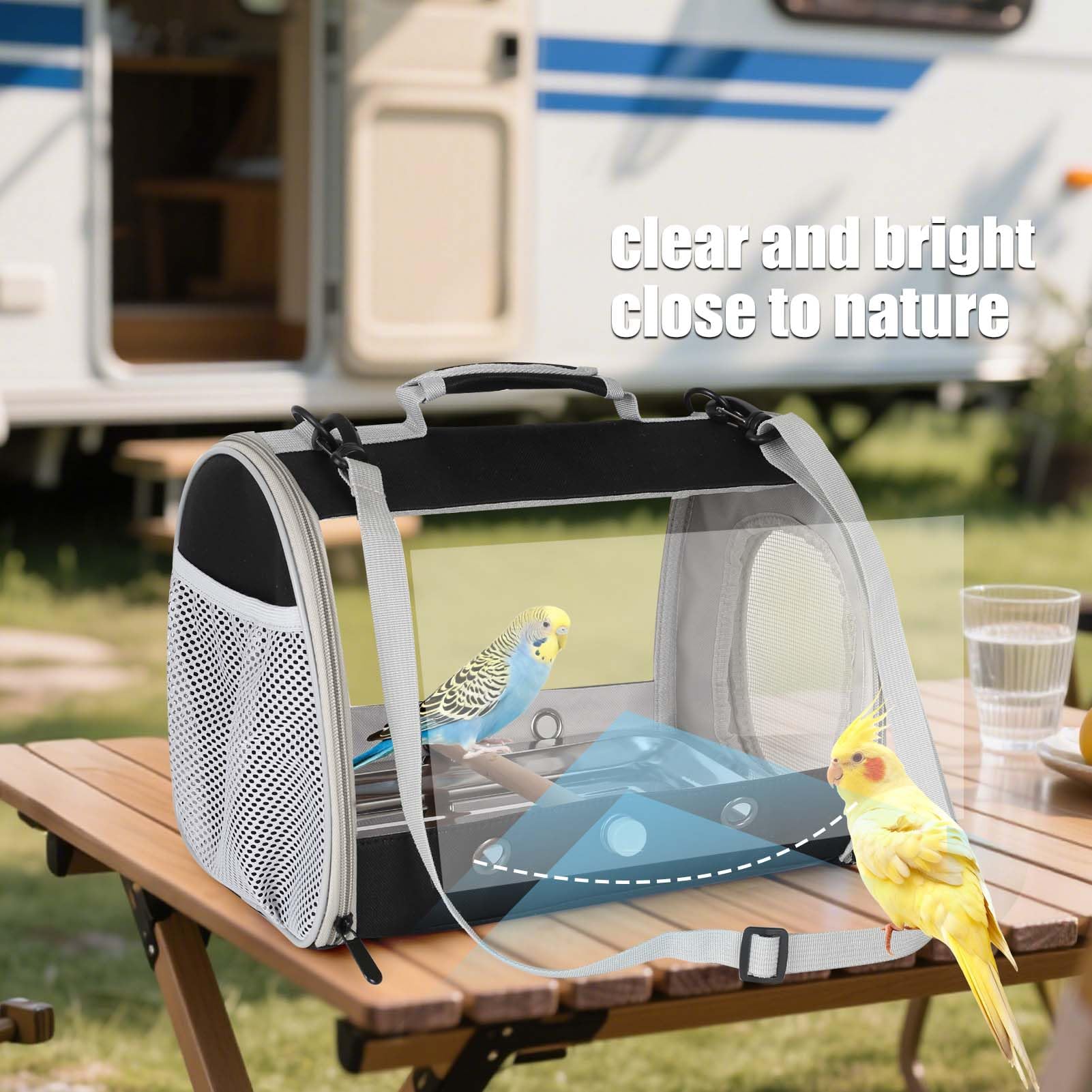 halinfer bird carrier ventilated sides ensure airflow and pet comfort in transit
