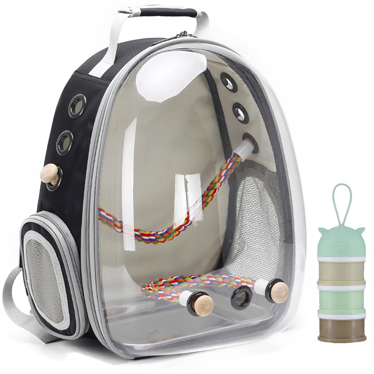 Halinfer Bird Travel Backpack with clear shell for safe parakeet transport