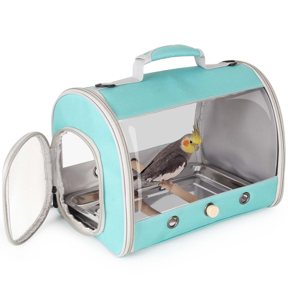 Halinfer long-tail travel carrier with clear windows offers a calm view for your bird.
