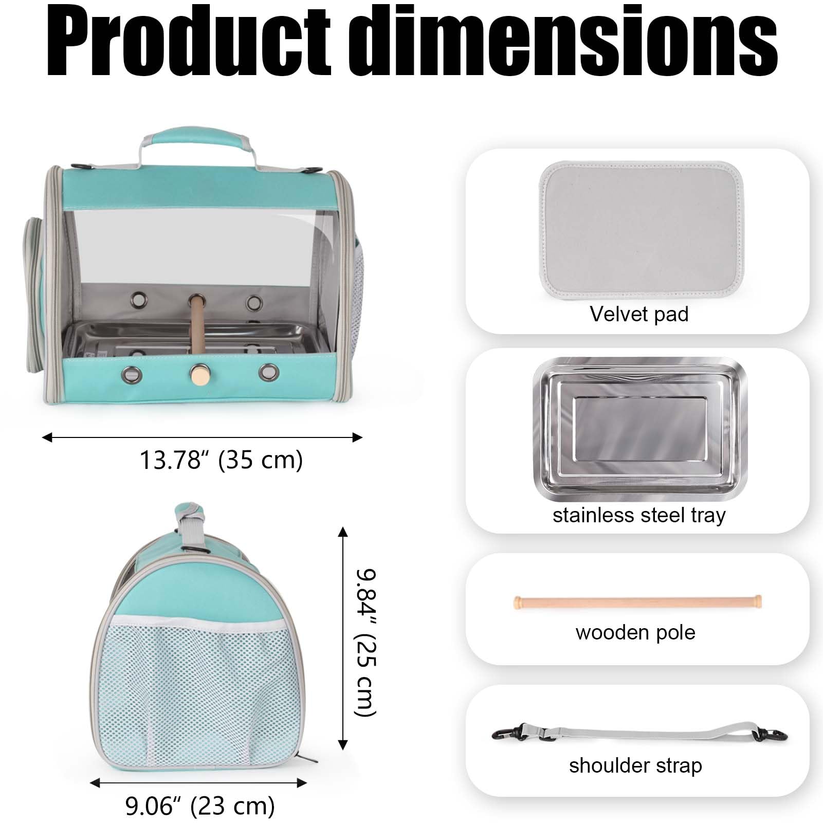Halinfer portable bird cage with metal tray facilitates quick cleanup on the go.