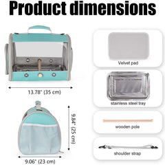 Halinfer portable bird cage with metal tray facilitates quick cleanup on the go.