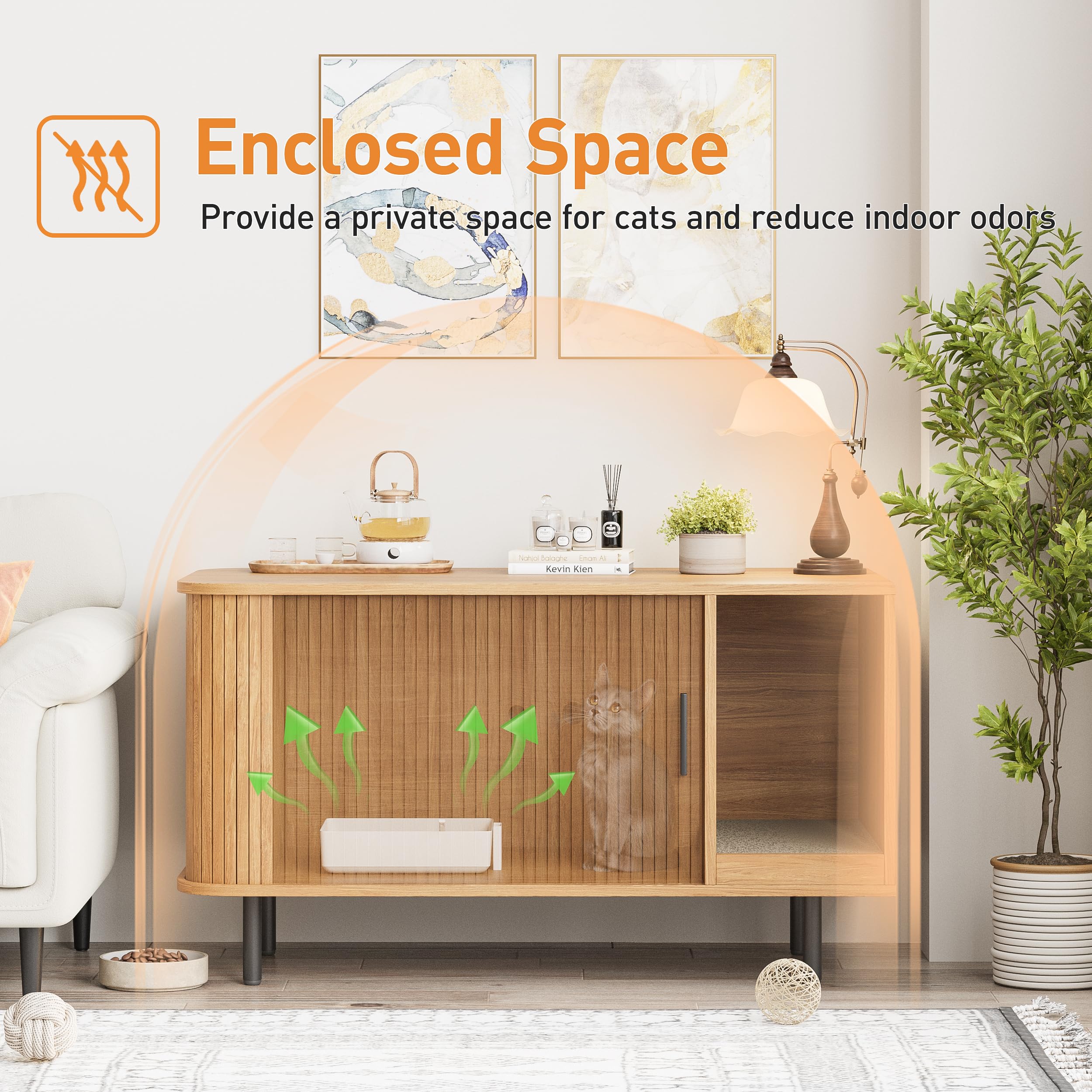 Halitaa cat litter enclosure is built from durable density board and metal
