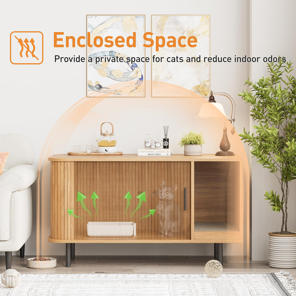 Halitaa cat litter enclosure is built from durable density board and metal