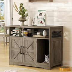 Halitaa cat litter enclosure front view showing privacy and farmhouse style