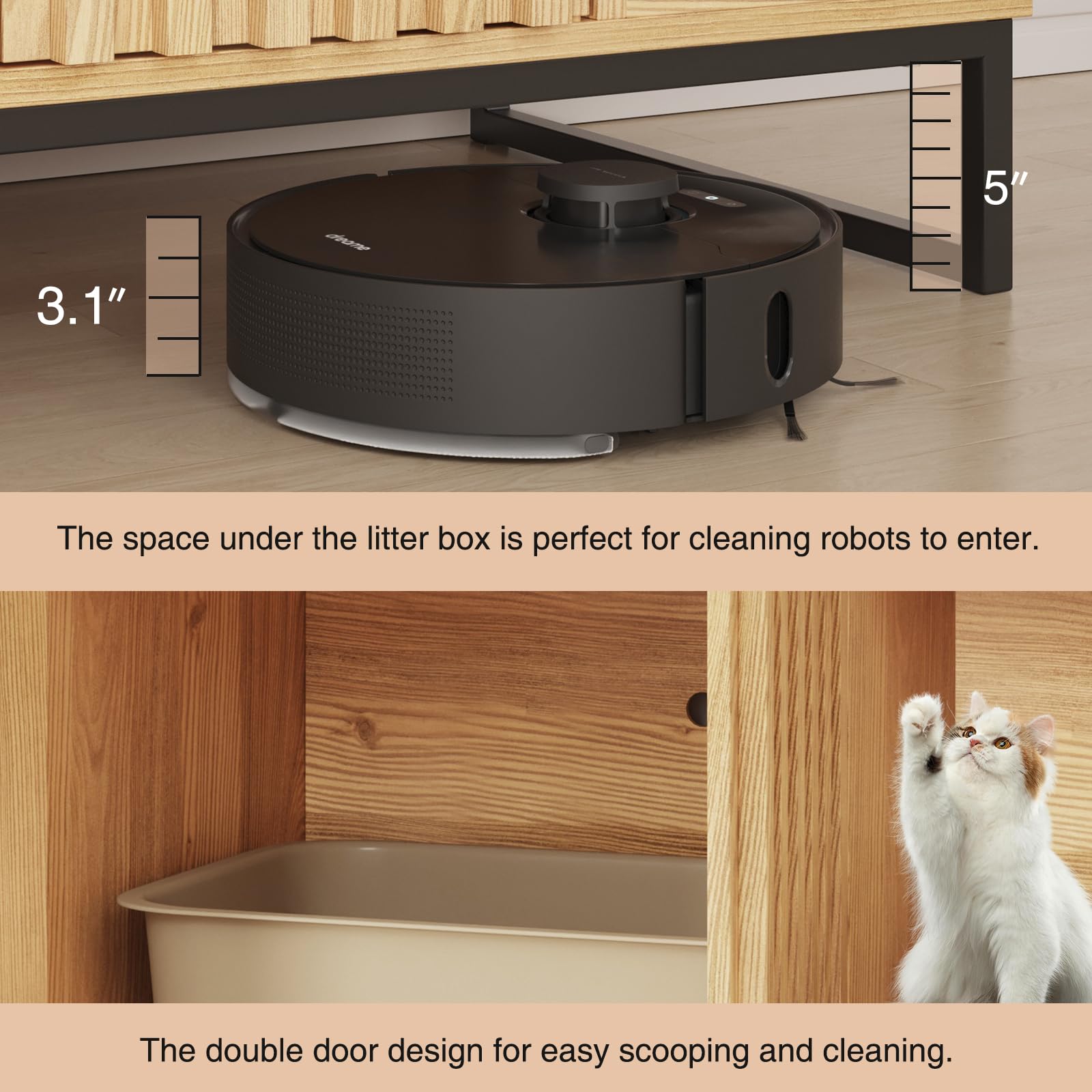 Halitaa litter box enclosure countertop area ideal for decor.