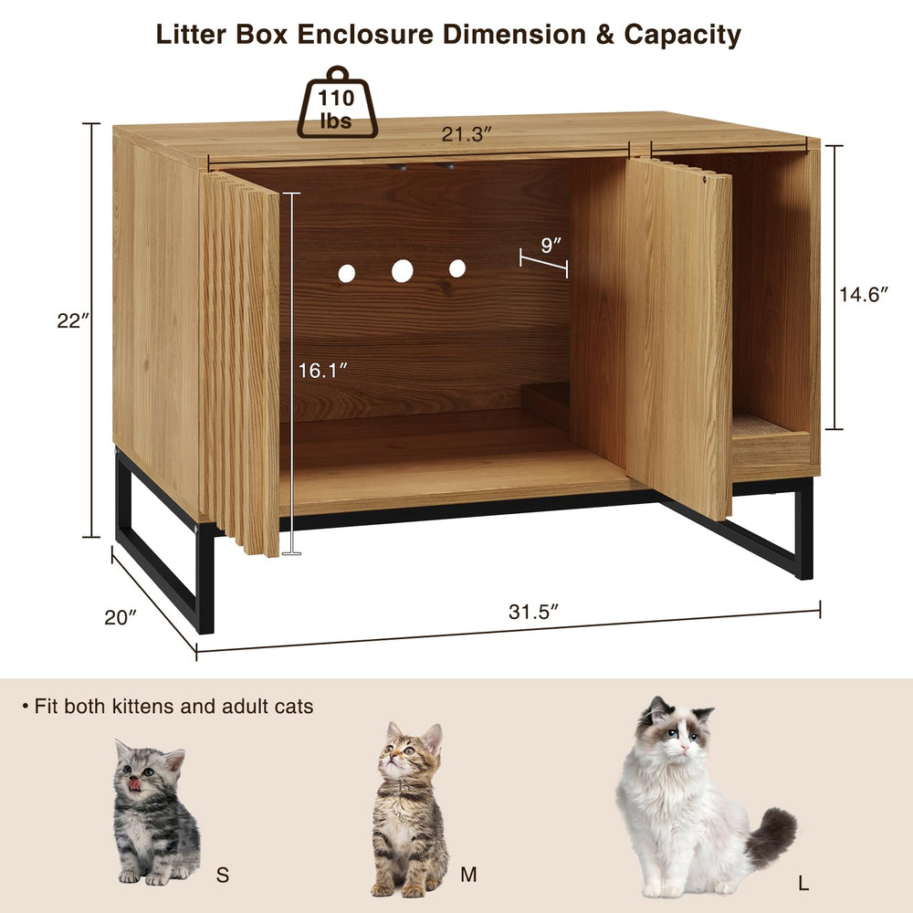 Halitaa litter box enclosure open doors illustrating privacy and ventilation.