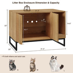 Halitaa litter box enclosure open doors illustrating privacy and ventilation.