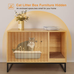 Halitaa litter box enclosure side panel highlights sturdy metal frame.