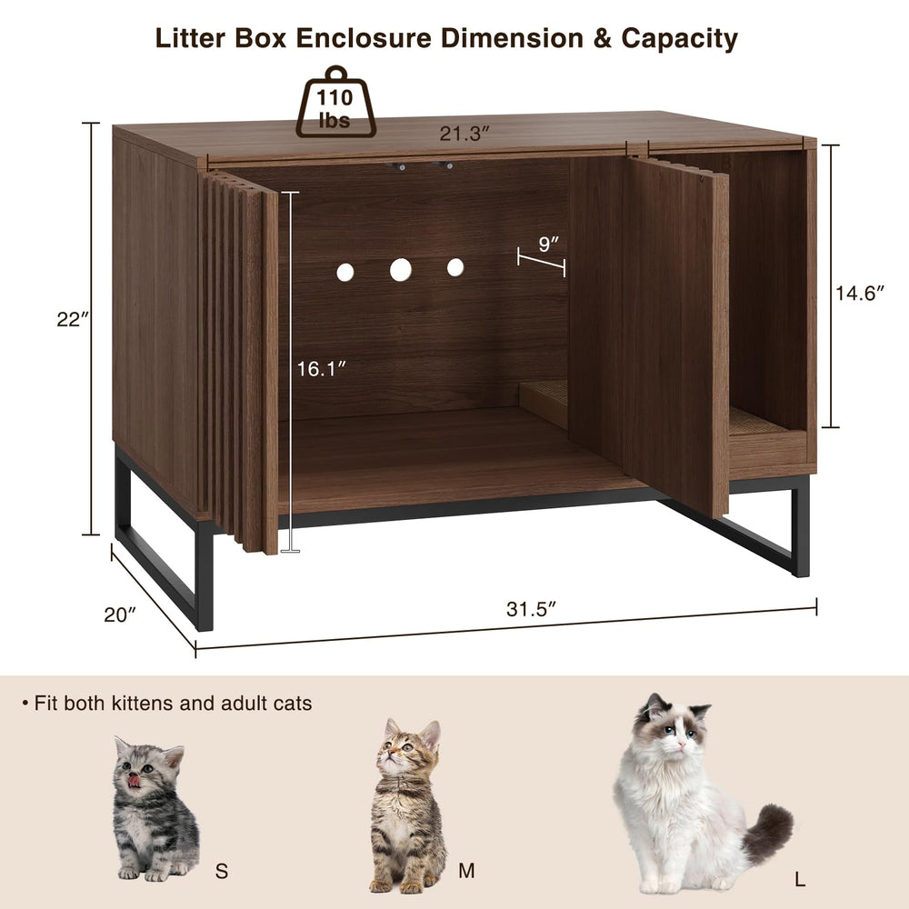 Halitaa walnut end table with discreet litter area blends with decor