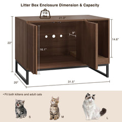 Halitaa walnut end table with discreet litter area blends with decor