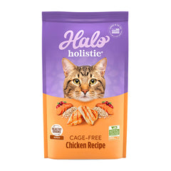 Halo Holistic Chicken bag front showing protein-packed formula for energy.