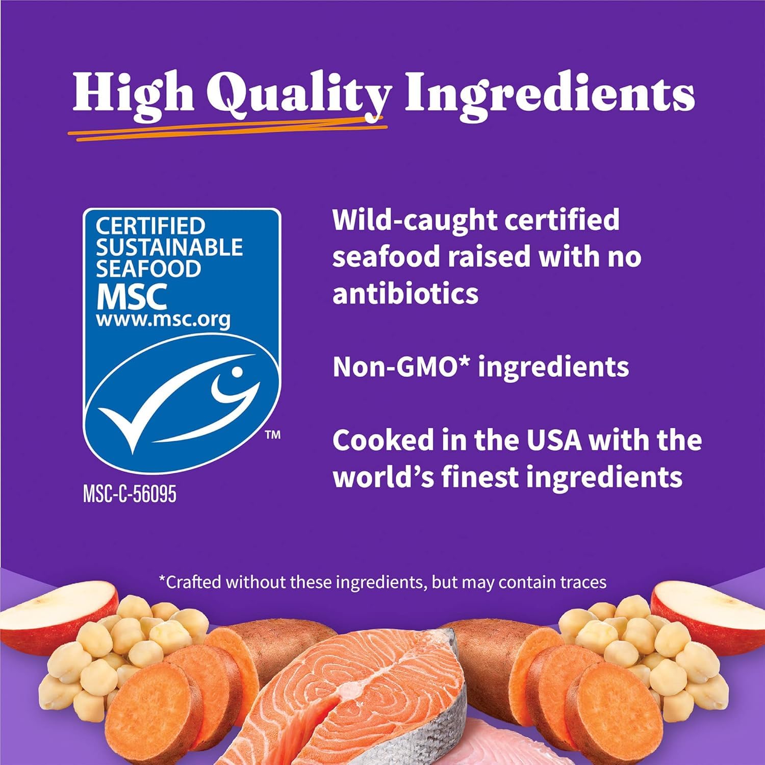 Halo Holistic MSC wild-caught fish signals responsibly sourced ingredients.
