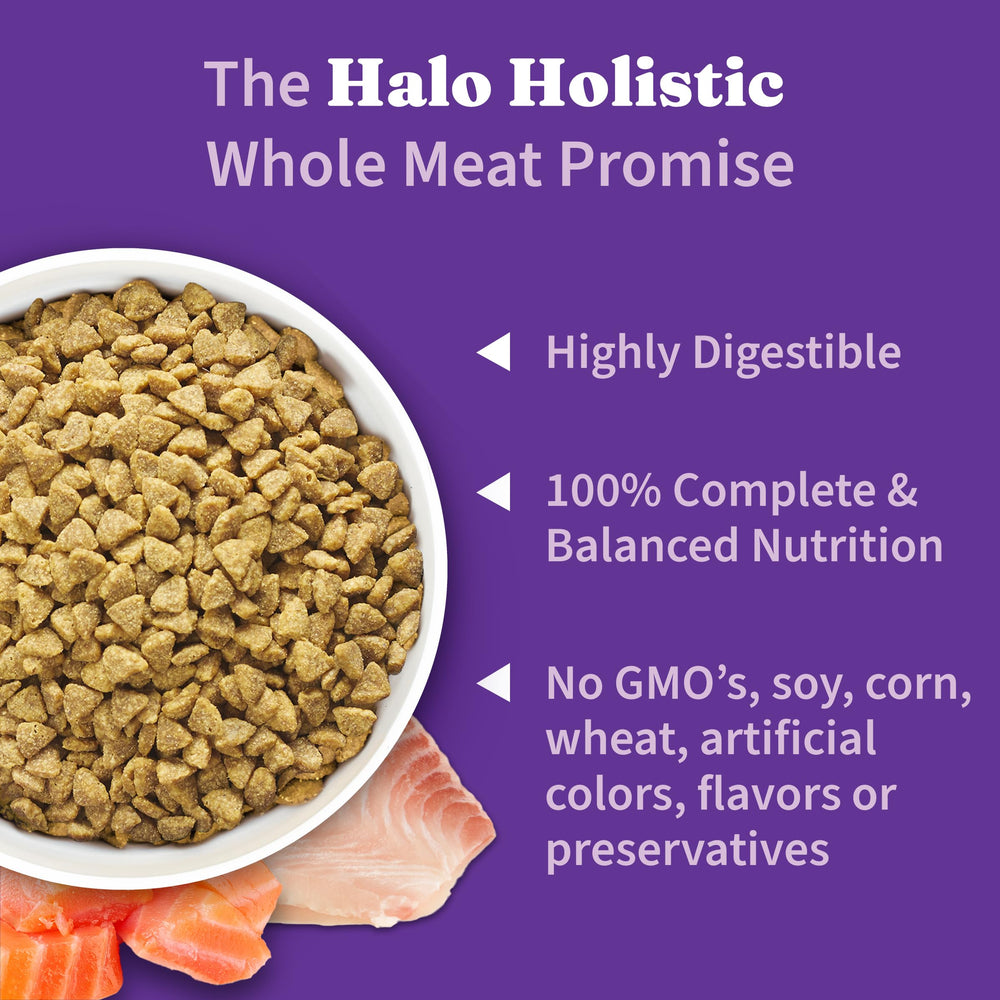 Halo Holistic coat image emphasizing omega fatty acids for healthy skin and radiant coat.