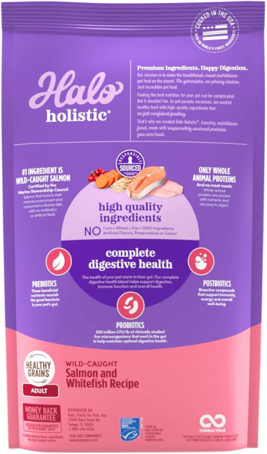 Halo Holistic kibble closeup highlighting crunchy texture for digestion