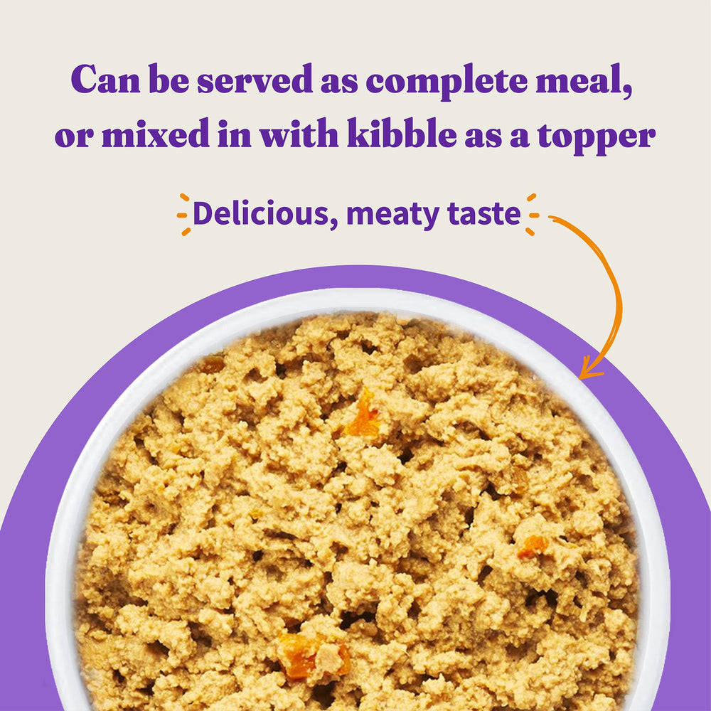 Halo chicken-salmon texture shows tender bits and aroma for picky eaters.