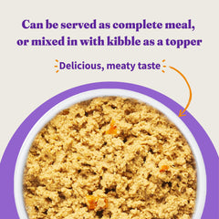 Halo chicken-salmon texture shows tender bits and aroma for picky eaters.