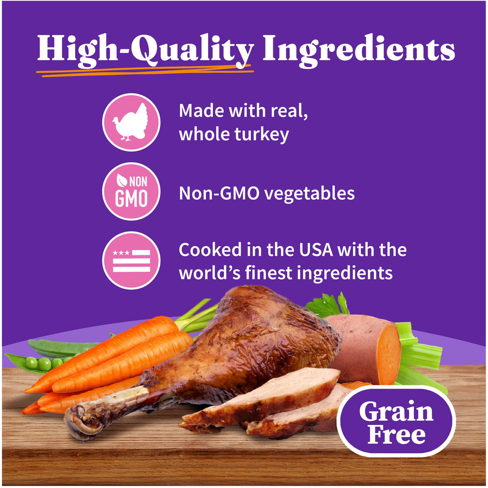 Halo Spots Stew turkey ingredients graphic highlighting real turkey