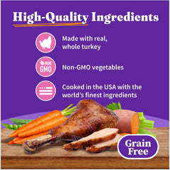 Halo Spots Stew turkey ingredients graphic highlighting real turkey