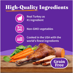 Halo grain-free indoor cat food highlights real whole meat and produce.