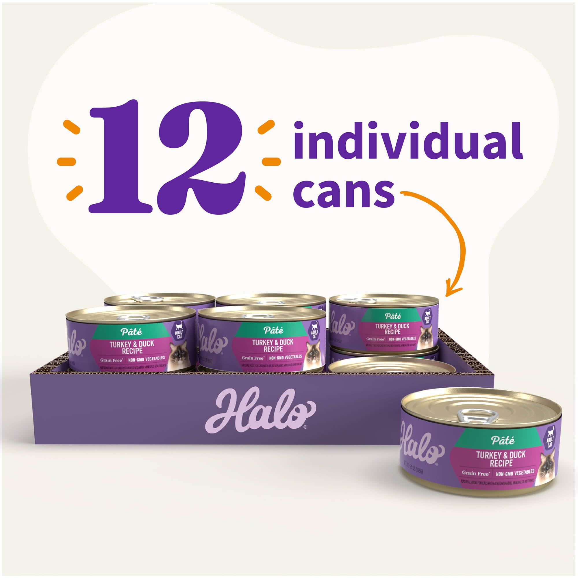 Halo grain-free pate supports easy serving and digestion.