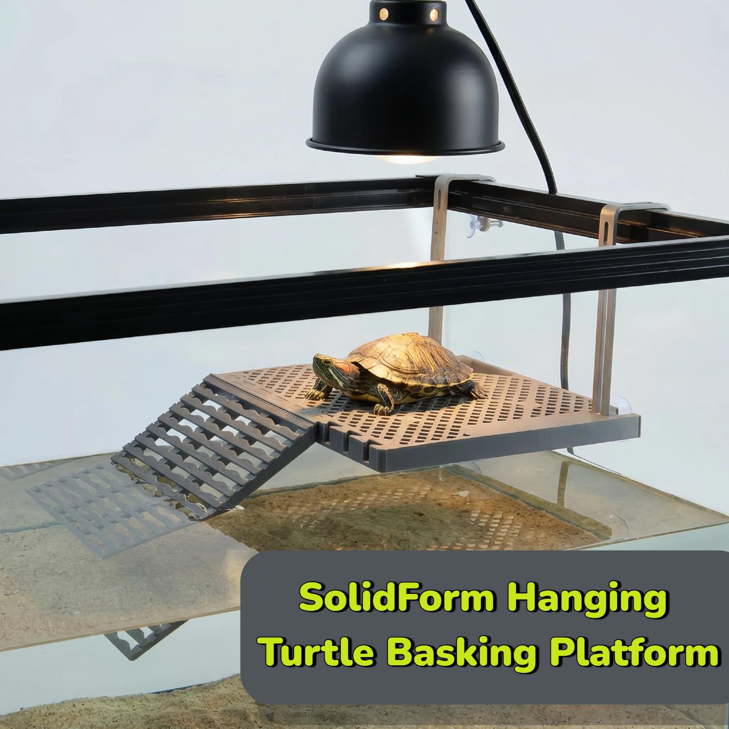 Halomyyth SolidForm platform with heavy-duty hooks secures in framed or rimless tanks.