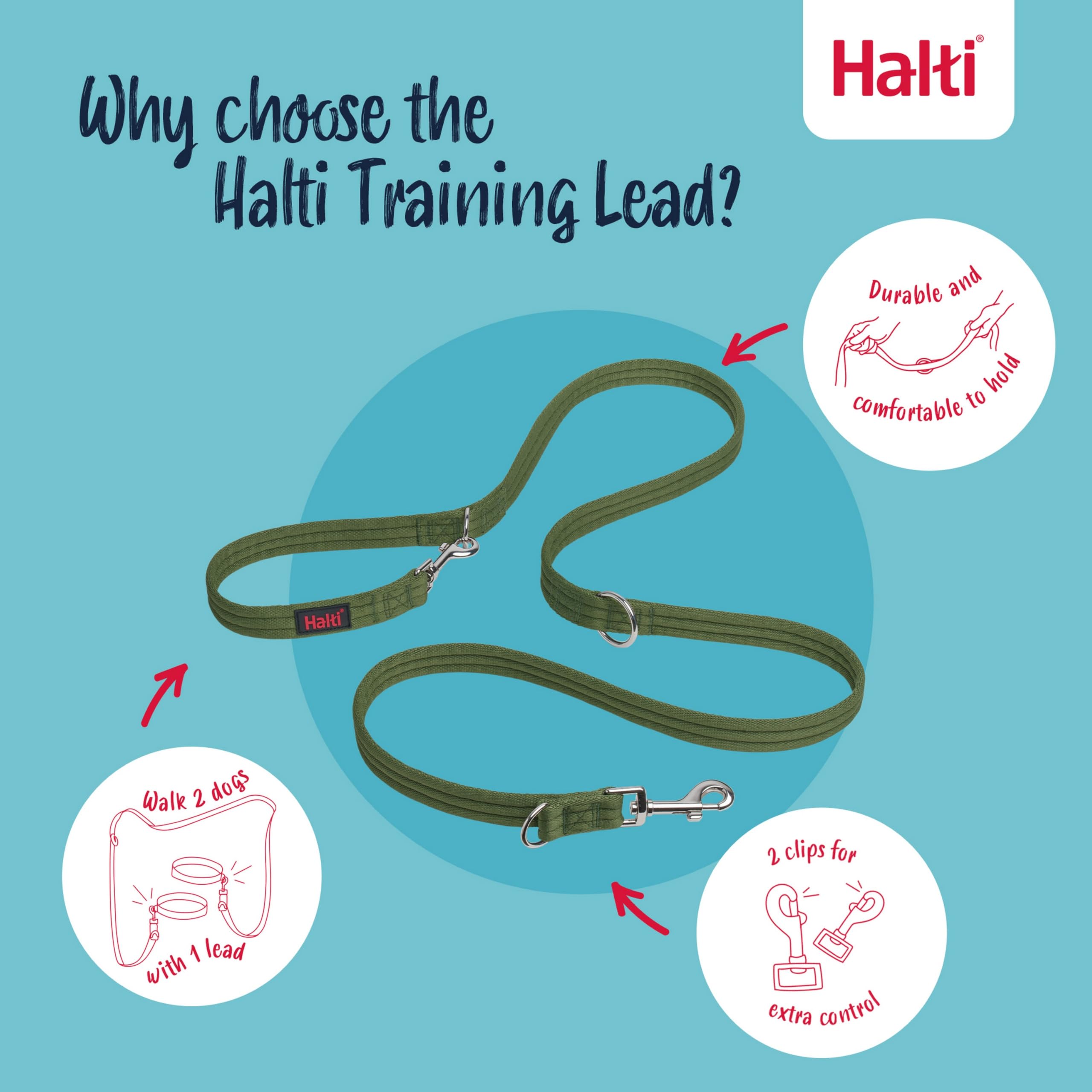 Halti Training Leash adjustable lengths tailor training setups for different scenarios.