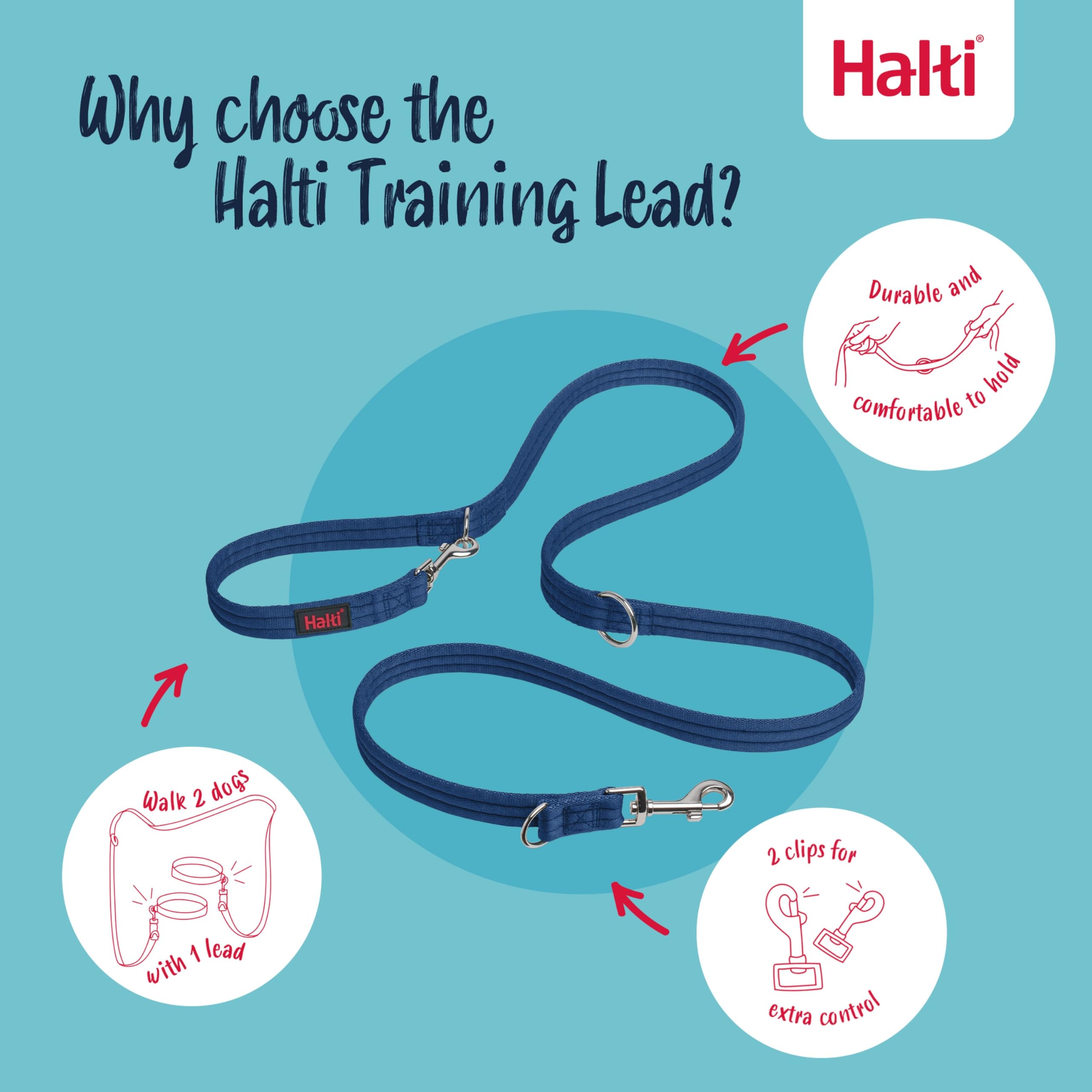 Halti Training Leash seven uses showcased for flexible walking and training setups.