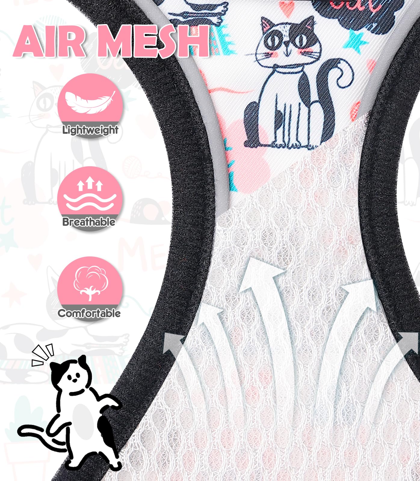 Halypet M harness size supports medium cats during outdoor strolls
