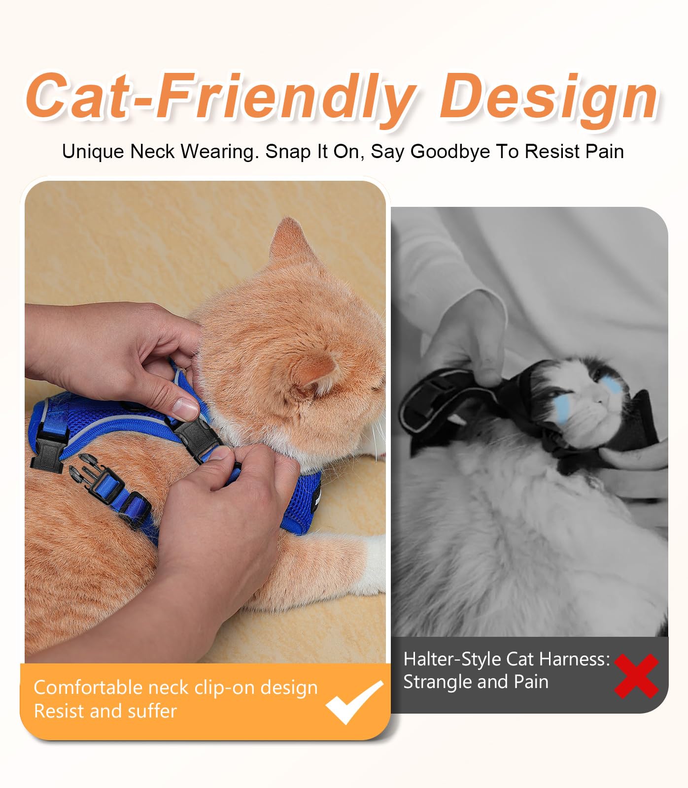 Halypet H200 Pro three-size XS-S-M harness for perfect cat fit