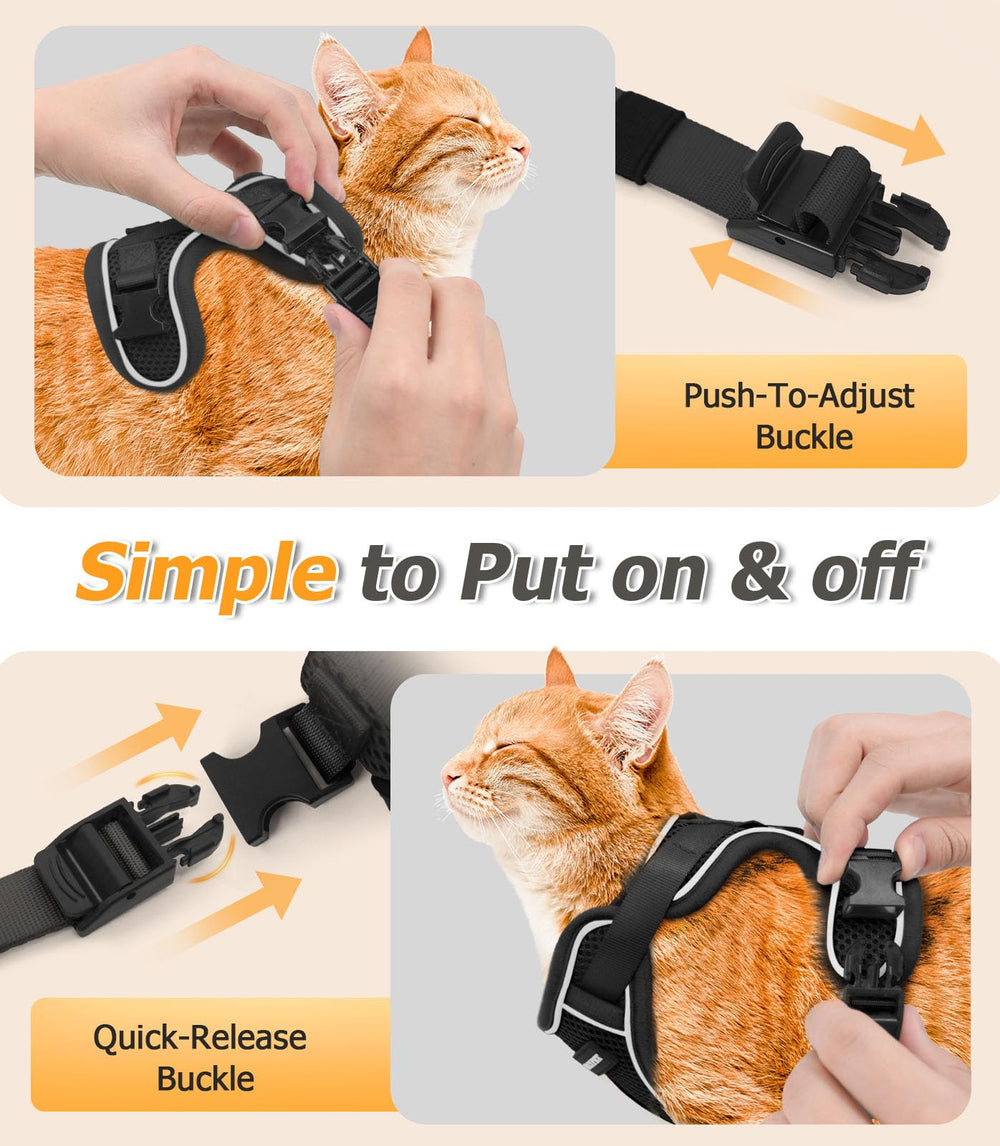 Kitten-friendly design with quick-release buckles for easy wearing.