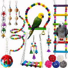 Hamiledyi 15-pack bird toy pack with colorful pieces for small parrots and finches