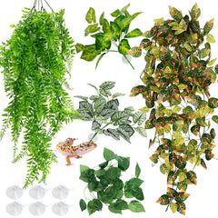 Hamiledyi 5pc reptile plants large hanging leaves enhance enrichment and hideaway spaces