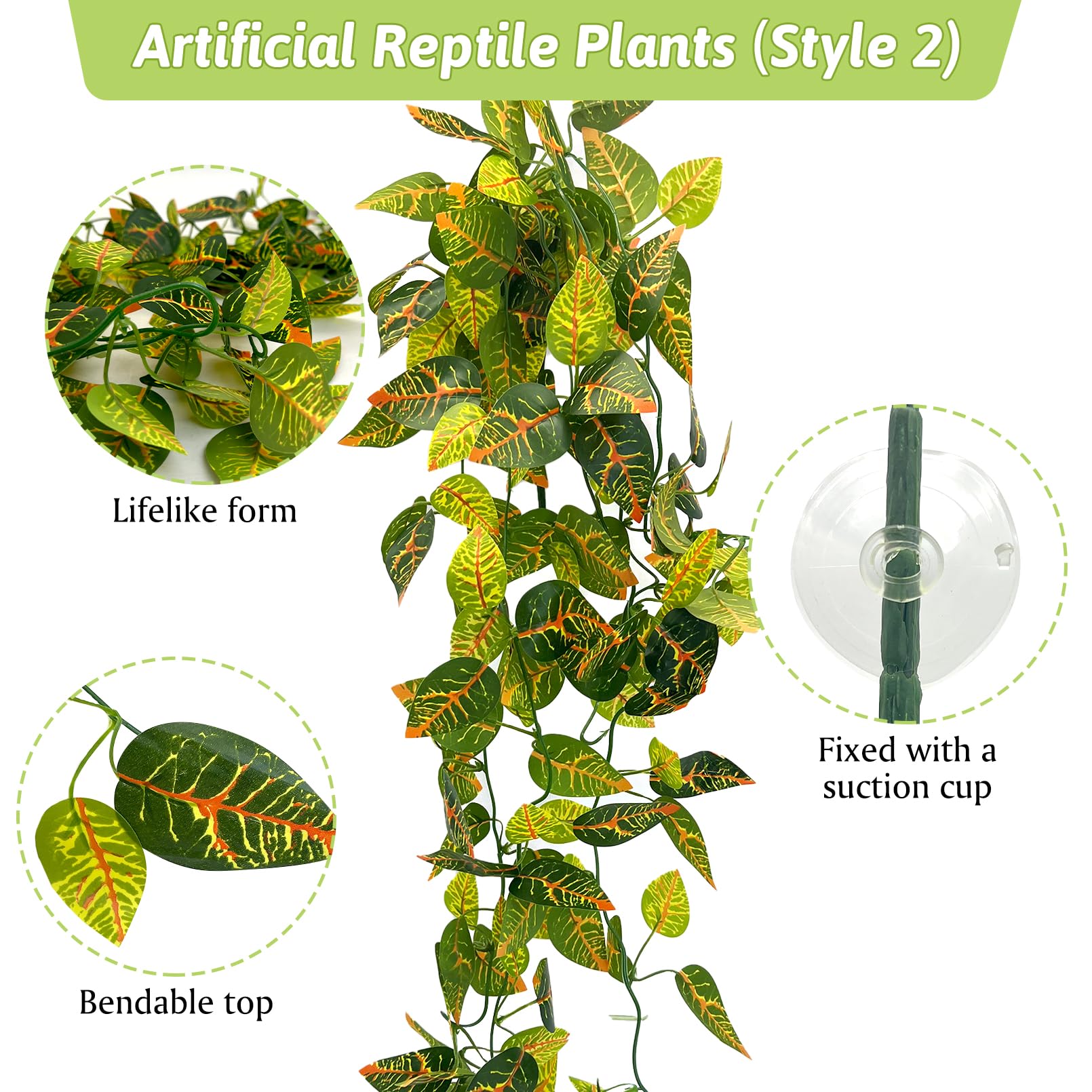 Hamiledyi 5pc reptile plants reptile-green leaves provide depth and hiding spots