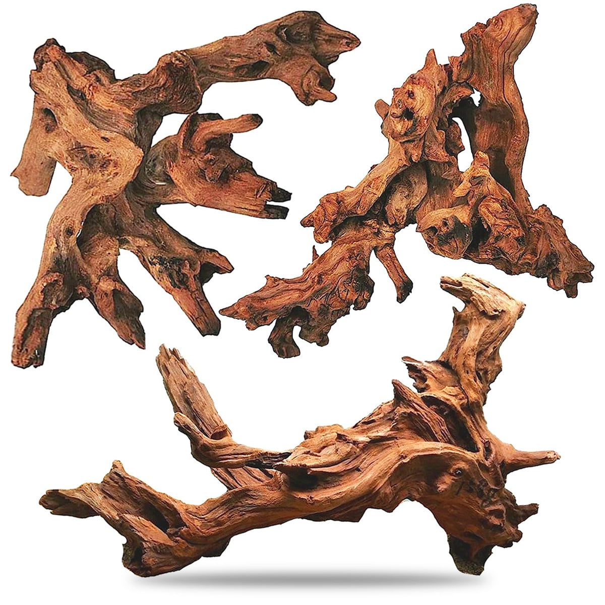 Hamiledyi aquarium driftwood 3-pack trunk 8-12 inches provides natural focal points and hiding spots.