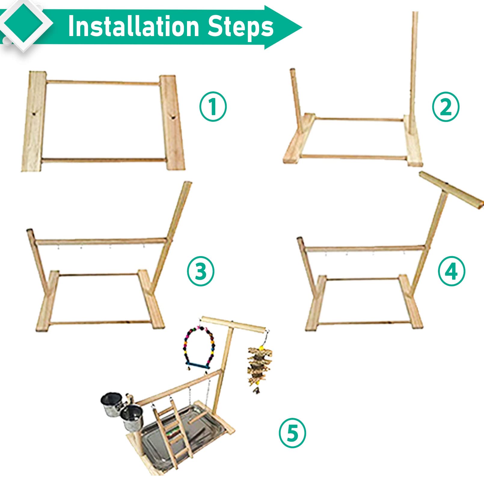 Hamiledyi play space supports enrichment and climbing for parrots and conures.