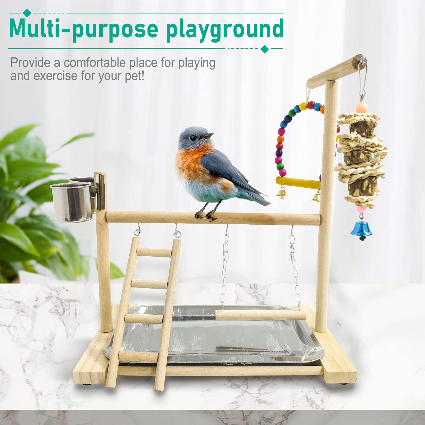 Hamiledyi feeder cups and tray enable convenient feeding during play.