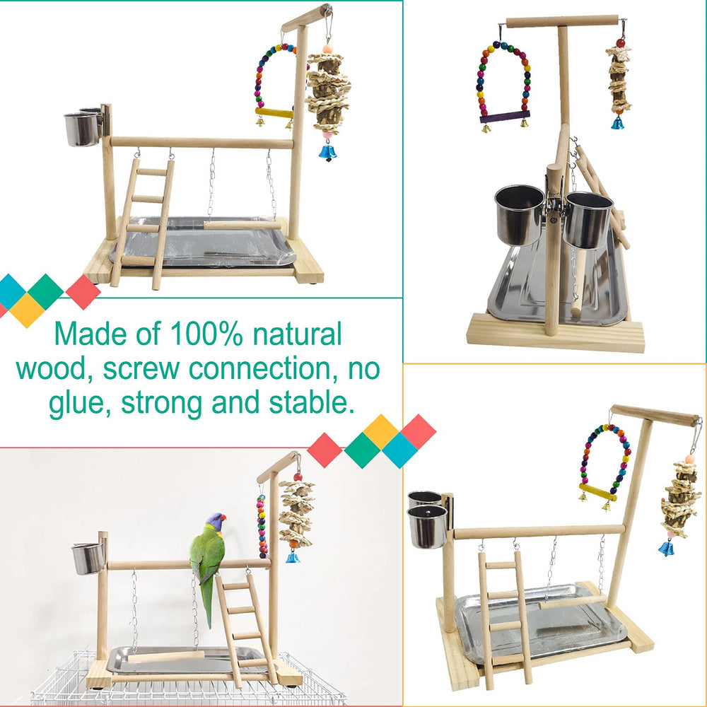 Hamiledyi swings and ladders component promote exercise and exploration for parrots.