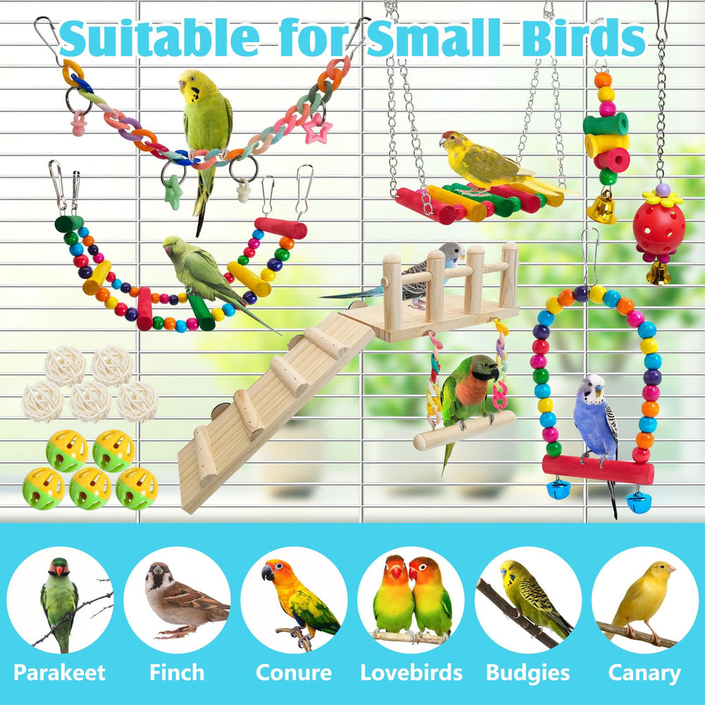 Hamiledyi cage-ready toy collection promotes activity and rest moments