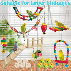 Hamiledyi durable wood swing supports active birds during daily exercise