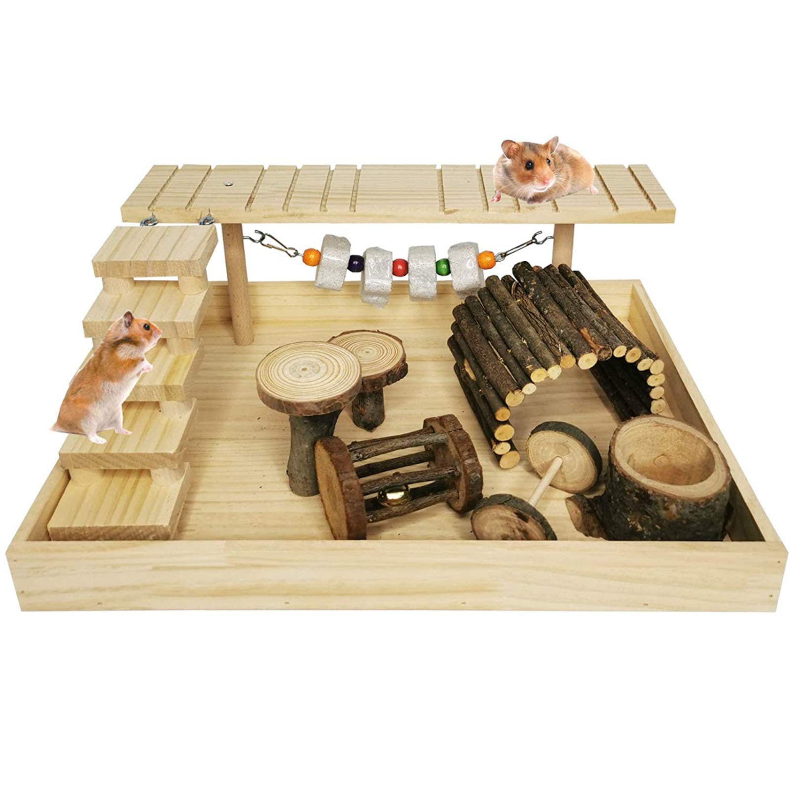 Hamiledyi dwarf hamster activity playground with platform, enriching climbing sessions.