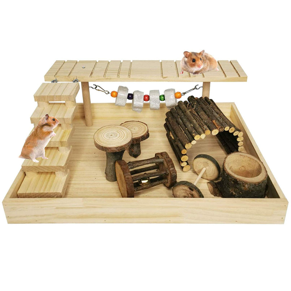 Hamiledyi dwarf hamster activity playground with platform, enriching climbing sessions.