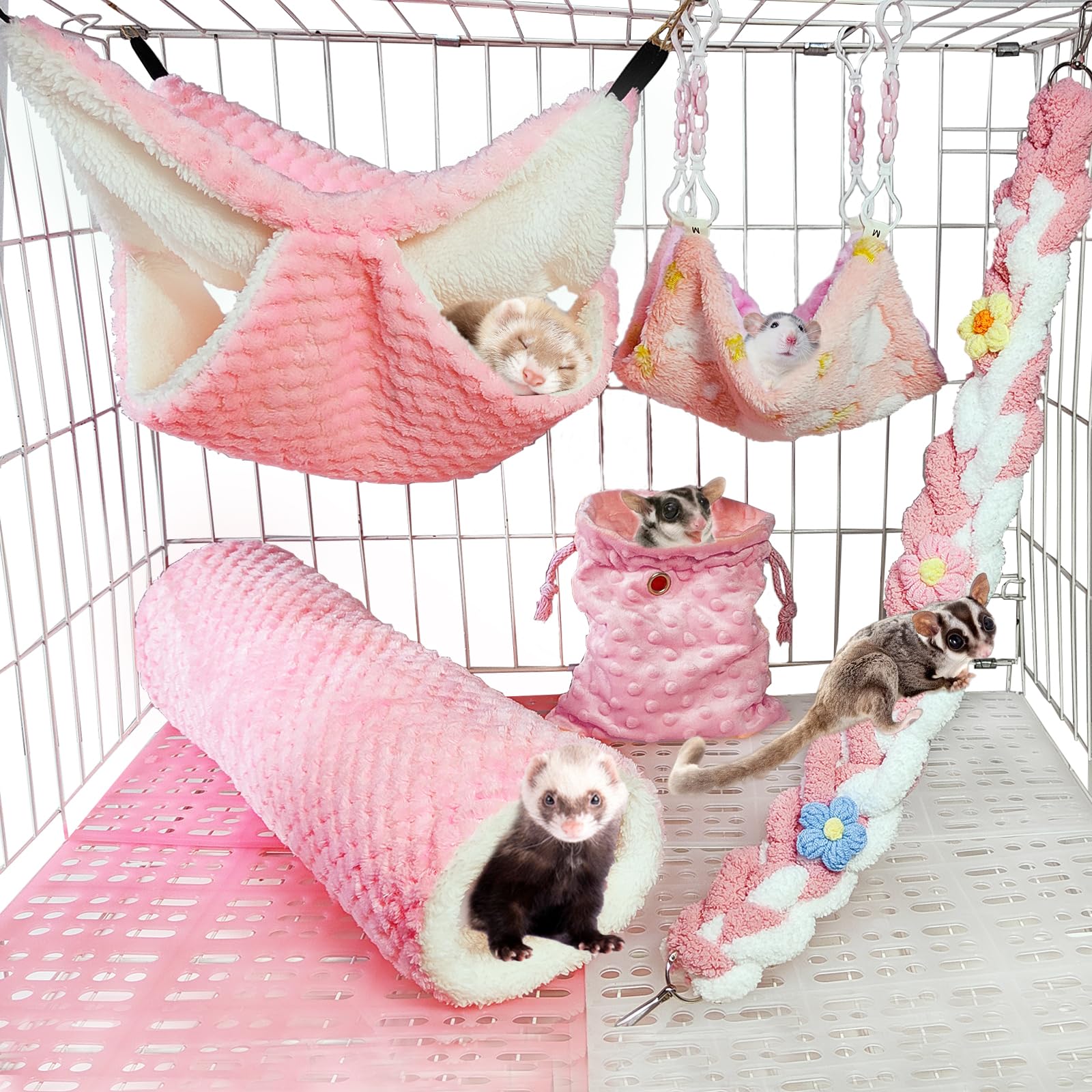 Hamiledyi ferret hammock double-layer for cozy resting and playful swinging.