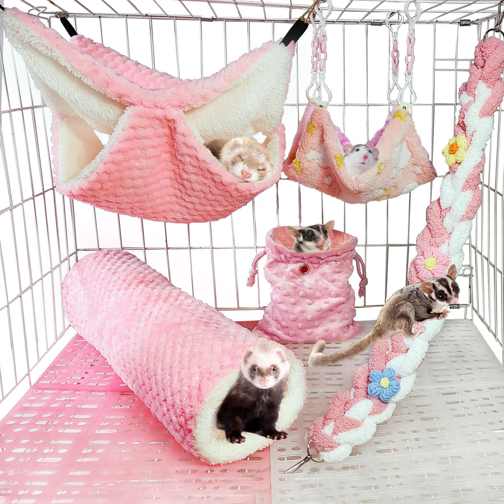 Hamiledyi ferret hammock double-layer for cozy resting and playful swinging.