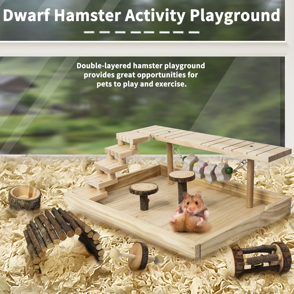 Hamiledyi natural wood climbing platform highlights sturdy planks for safe exploring.