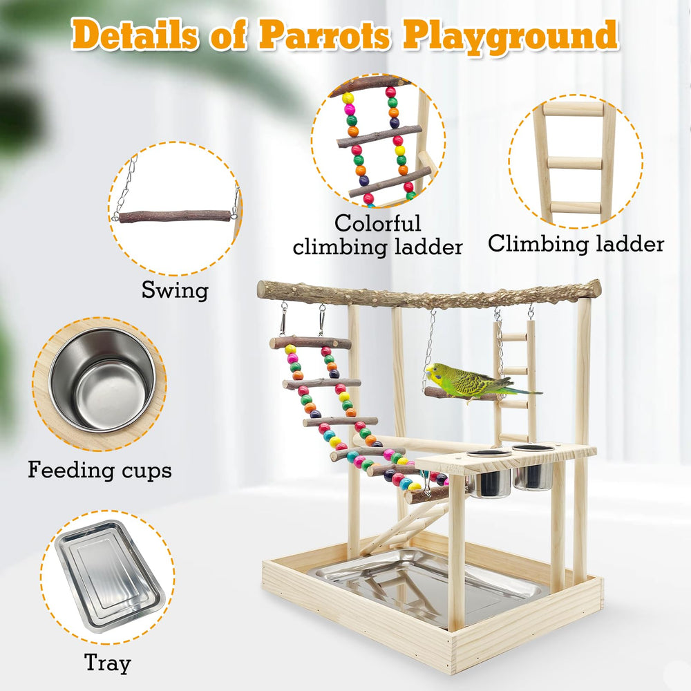 Hamiledyi Parrot Playstand sturdy structure supports active parrots during playtime
