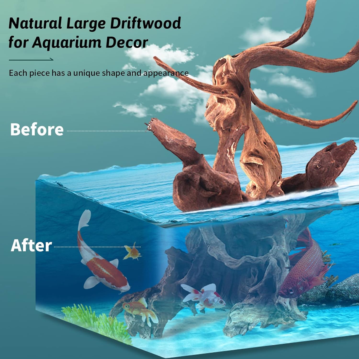Hamiledyi small driftwood pack ships as assorted pieces for varied aquarium layouts.