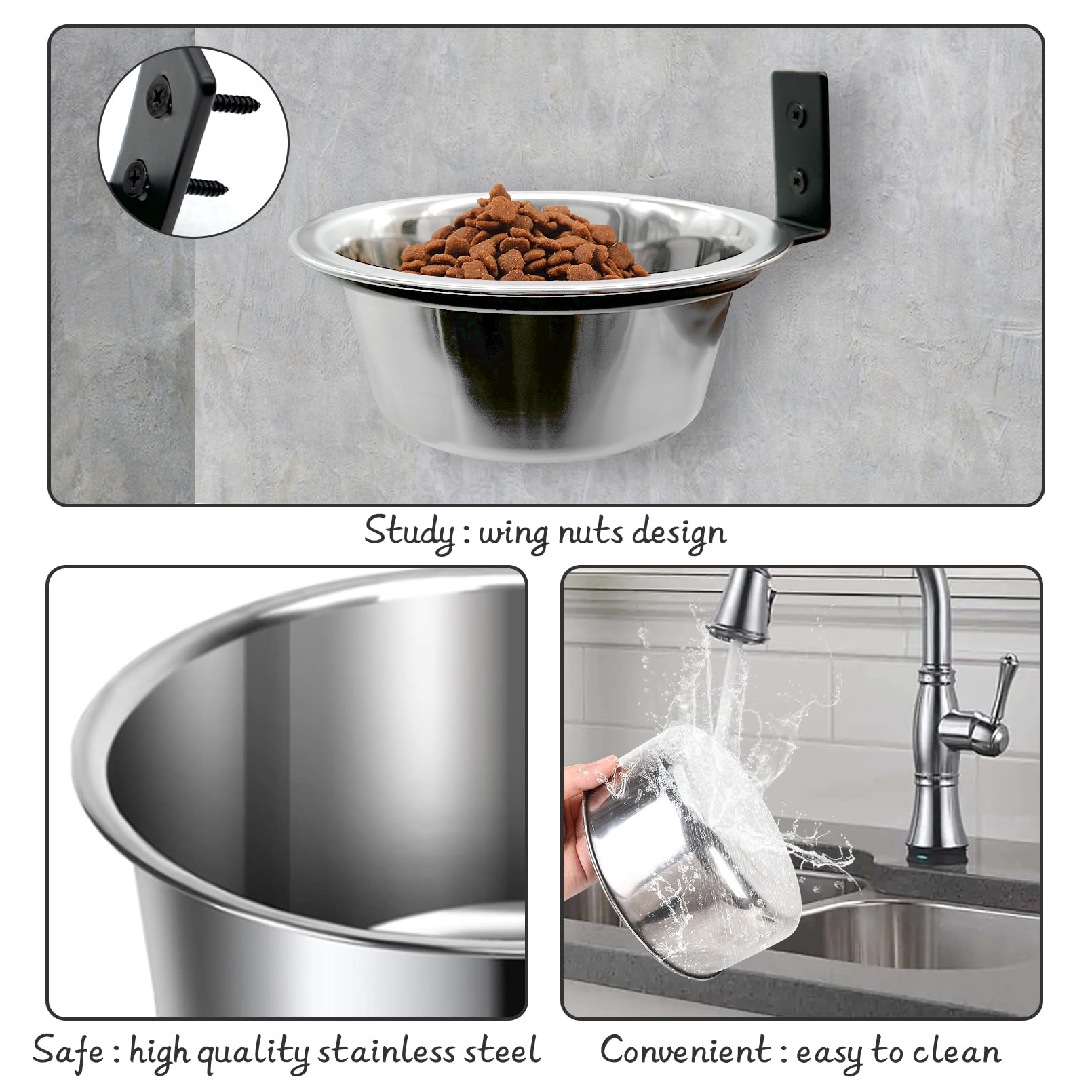 Hamiledyi stainless steel bowls sized 6 and 8 inches for pets