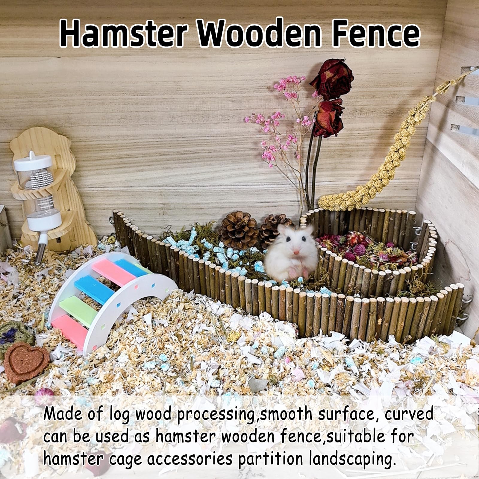 Hamiledyi wooden finish hamster bridge adds rustic charm to cages.