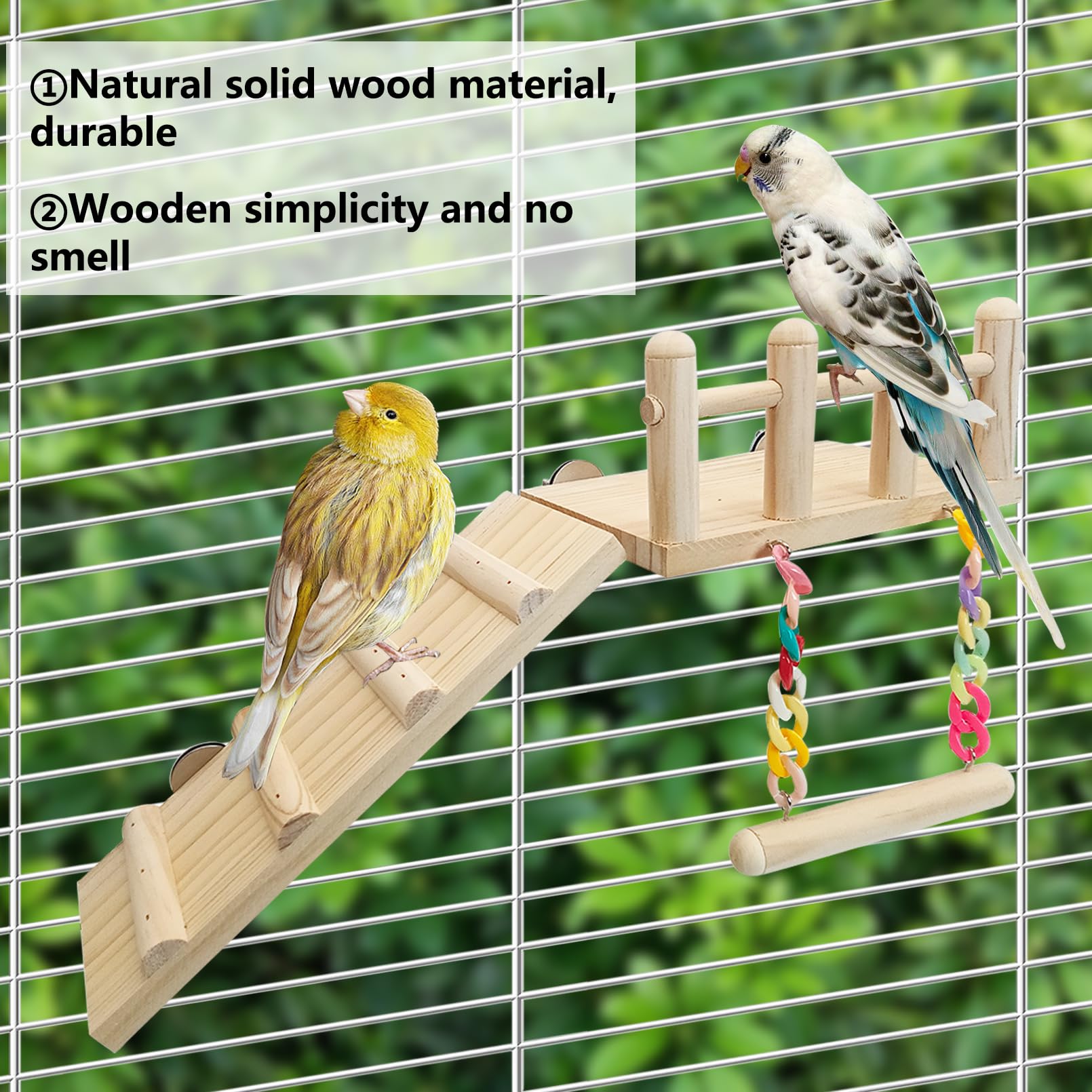 Hamiledyi wooden ladder with swing adds climbing and play opportunities